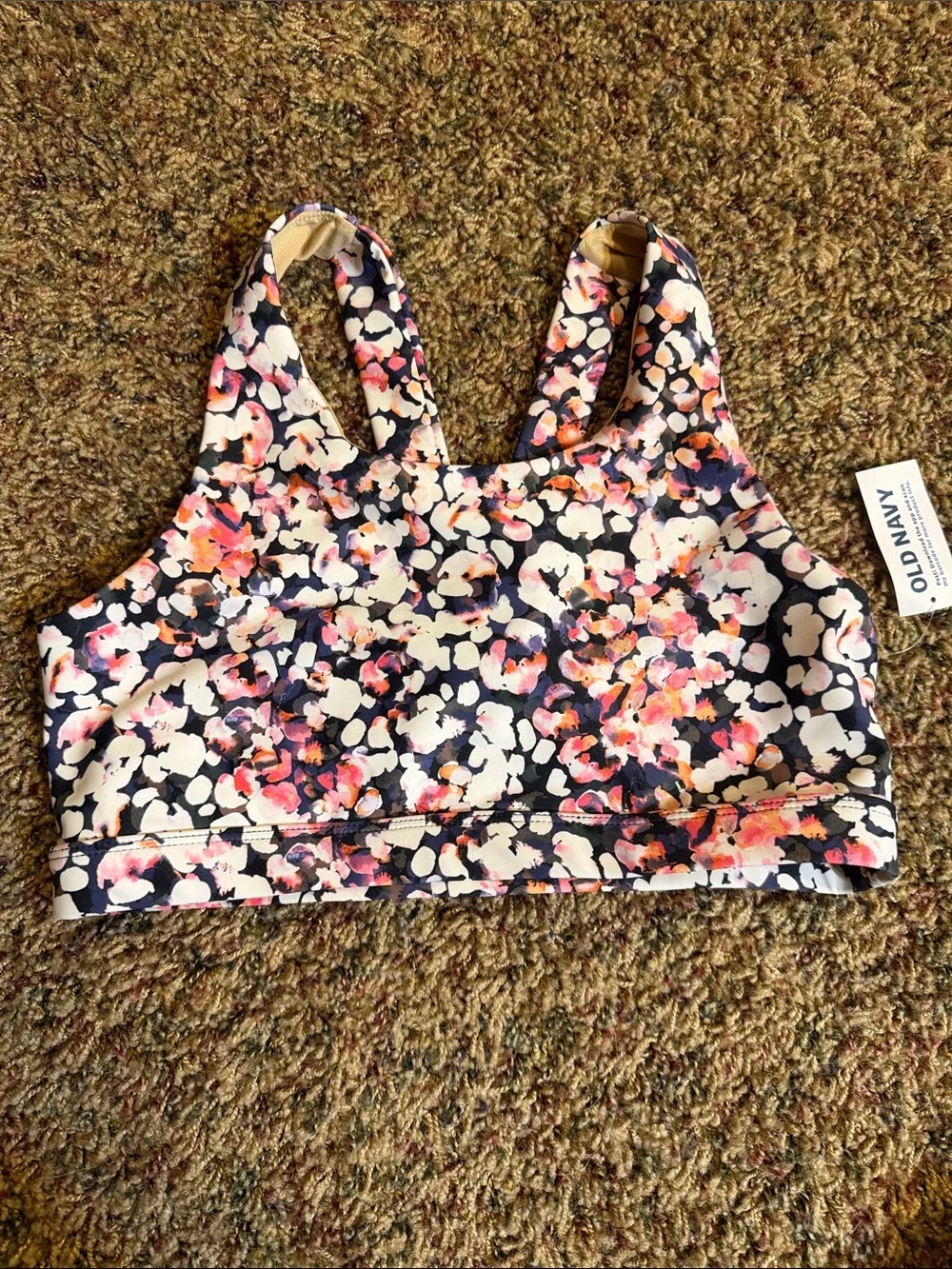 Old Navy Girls Floral Pink & Charcoal Camo Sports Bra Set NWT